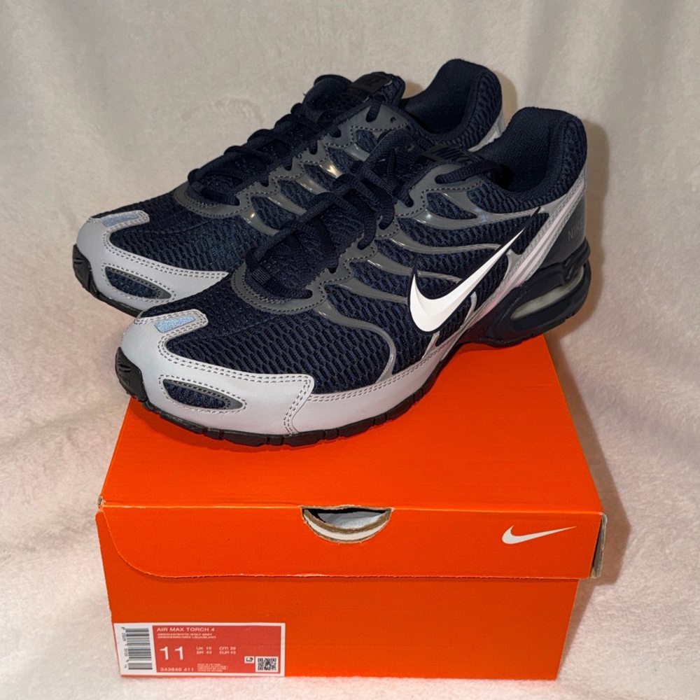 Nike Air Max Torch 4 Men’s Size 11 Obsidian Wolf Grey Navy Grey White 343846-411